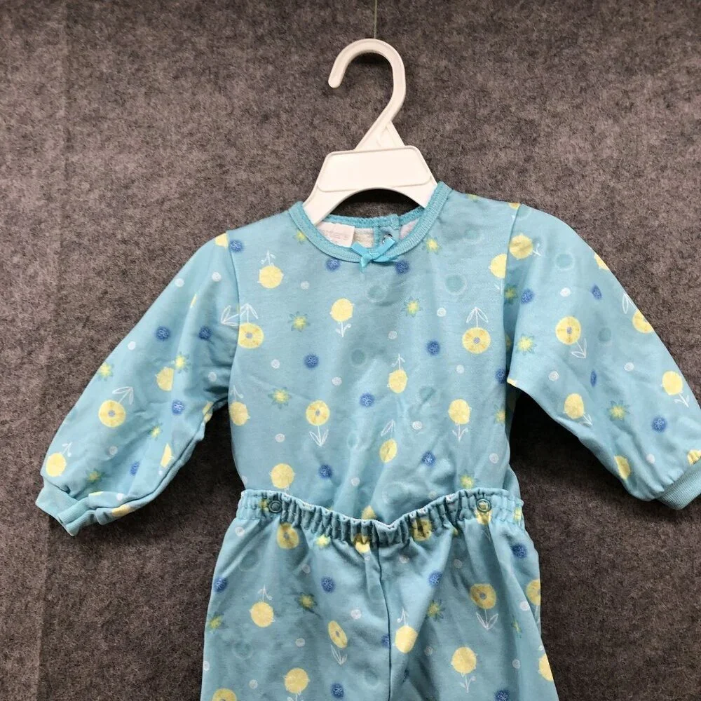 Vintage Carter's Baby 9-12M Footed One‎ Piece Blue Floral Detachable Jumpsuit